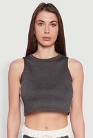 Womens Side Contrast Cropped Tank Top, Grey, Size L