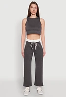 Womens Side Contrast Cropped Tank Top, Grey, Size L