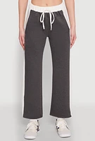 Womens Contrast Trim Drawstring Waist Sweatpants, Grey, Size L