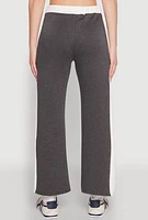 Womens Contrast Trim Drawstring Waist Sweatpants, Grey, Size L
