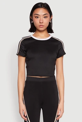 Womens Varsity Stripe Crop Top,