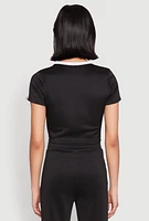 Womens Varsity Stripe Crop Top, Black,