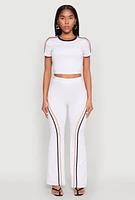 Womens Varsity Stripe Crop Top, White, Size L