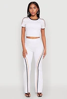 Womens Varsity Stripe Crop Top, White, Size L