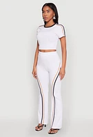 Womens Varsity Stripe Crop Top, White, Size L