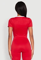 Womens Varsity Stripe Crop Top, Red, Size S