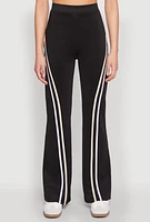 Womens Varsity Stripe High Waisted Pants, Black, Size L