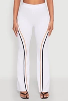 Womens Varsity Stripe High Waisted Pants, White, Size L