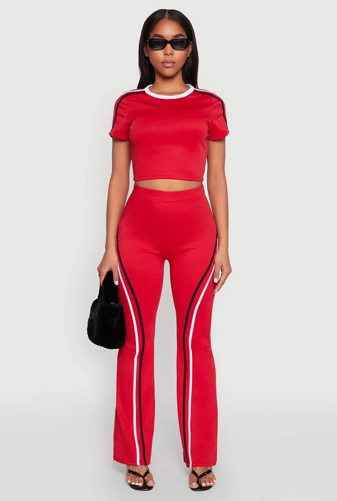 Womens Varsity Stripe High Waisted Pants,