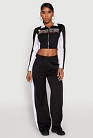 Womens Motorsport Legend Racing Zip Front Crop Top, Black, Size S
