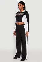 Womens Motorsport Legend Racing Zip Front Crop Top, Black, Size S