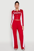 Womens Motorsport Legend Racing Zip Front Crop Top, Red, Size L