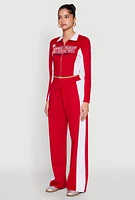 Womens Motorsport Legend Racing Zip Front Crop Top, Red, Size L