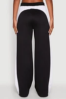Womens Color Block Detail Wide Leg Pants,