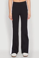 Womens Side Stripe Slit Hem Pintuck Pants, Black, Size XL