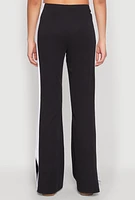 Womens Side Stripe Slit Hem Pintuck Pants, Black, Size XL