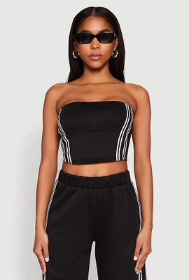 Womens Side Varsity Stripe Tube Top,