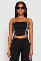 Womens Side Varsity Stripe Tube Top,