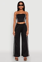Womens Side Varsity Stripe Tube Top,