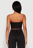 Womens Side Varsity Stripe Tube Top,
