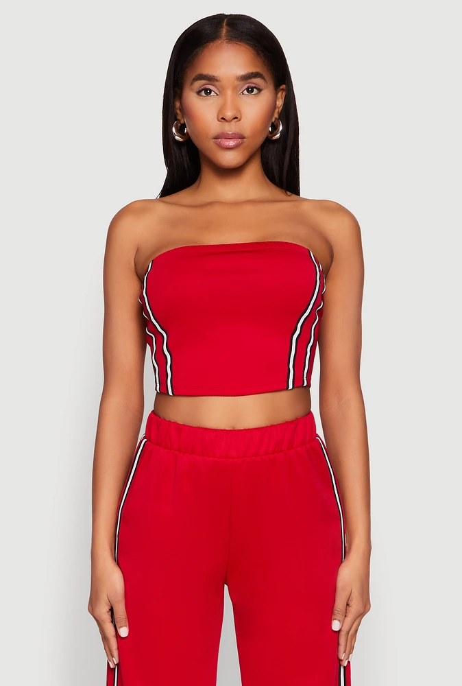 Womens Side Varsity Stripe Tube Top,
