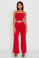 Womens Side Varsity Stripe Tube Top,
