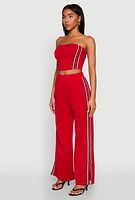 Womens Side Varsity Stripe Tube Top,
