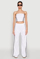 Womens Side Varsity Stripe Pants, White, Size M