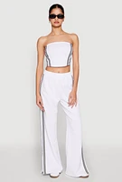 Womens Side Varsity Stripe Pants, White, Size M
