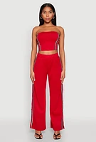 Womens Side Varsity Stripe Pants, Red,