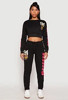Womens Fleece 94 Love Graphic Cropped Sweatshirt, M