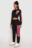 Womens Fleece 94 Love Graphic Cropped Sweatshirt, M
