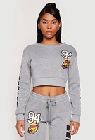 Womens Fleece 94 Love Graphic Cropped Sweatshirt,