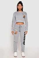 Womens Fleece 94 Love Graphic Cropped Sweatshirt, S