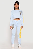 Womens Fleece 94 Love Graphic Cropped Sweatshirt, Blue, Size L