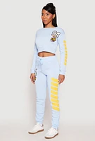 Womens Fleece 94 Love Graphic Cropped Sweatshirt,