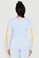 Womens Fleece 94 Love Graphic Cropped Sweatshirt,
