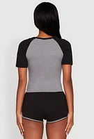 Womens Color Block USA Graphic Baseball Tee, L