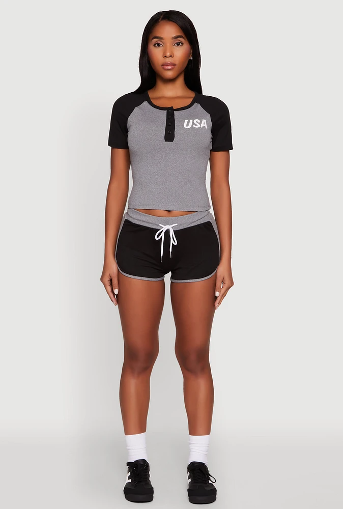 Womens Contrast Trim Dolphin Shorts, Black, Size XL