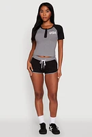 Womens Contrast Trim Dolphin Shorts, Black, Size XL