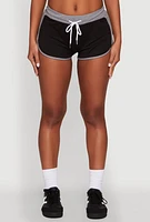 Womens Contrast Trim Dolphin Shorts, Black, Size XL