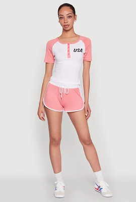 Womens Contrast Trim Dolphin Shorts, Pink,