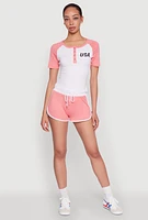 Womens Contrast Trim Dolphin Shorts, Pink,