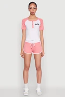 Womens Contrast Trim Dolphin Shorts, Pink, Size M