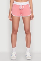 Womens Contrast Trim Dolphin Shorts, Pink,
