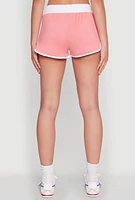 Womens Contrast Trim Dolphin Shorts, Pink, Size M