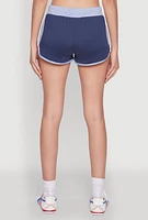 Womens Contrast Trim Dolphin Shorts, Blue, Size XL
