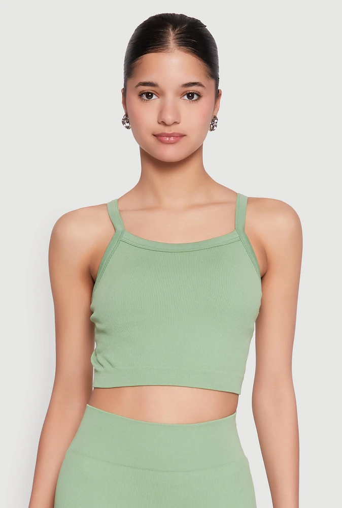 Womens Criss Cross Caged Back Cropped Cami,