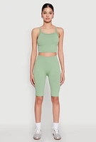 Womens Criss Cross Caged Back Cropped Cami,