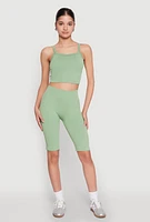 Womens Criss Cross Caged Back Cropped Cami,